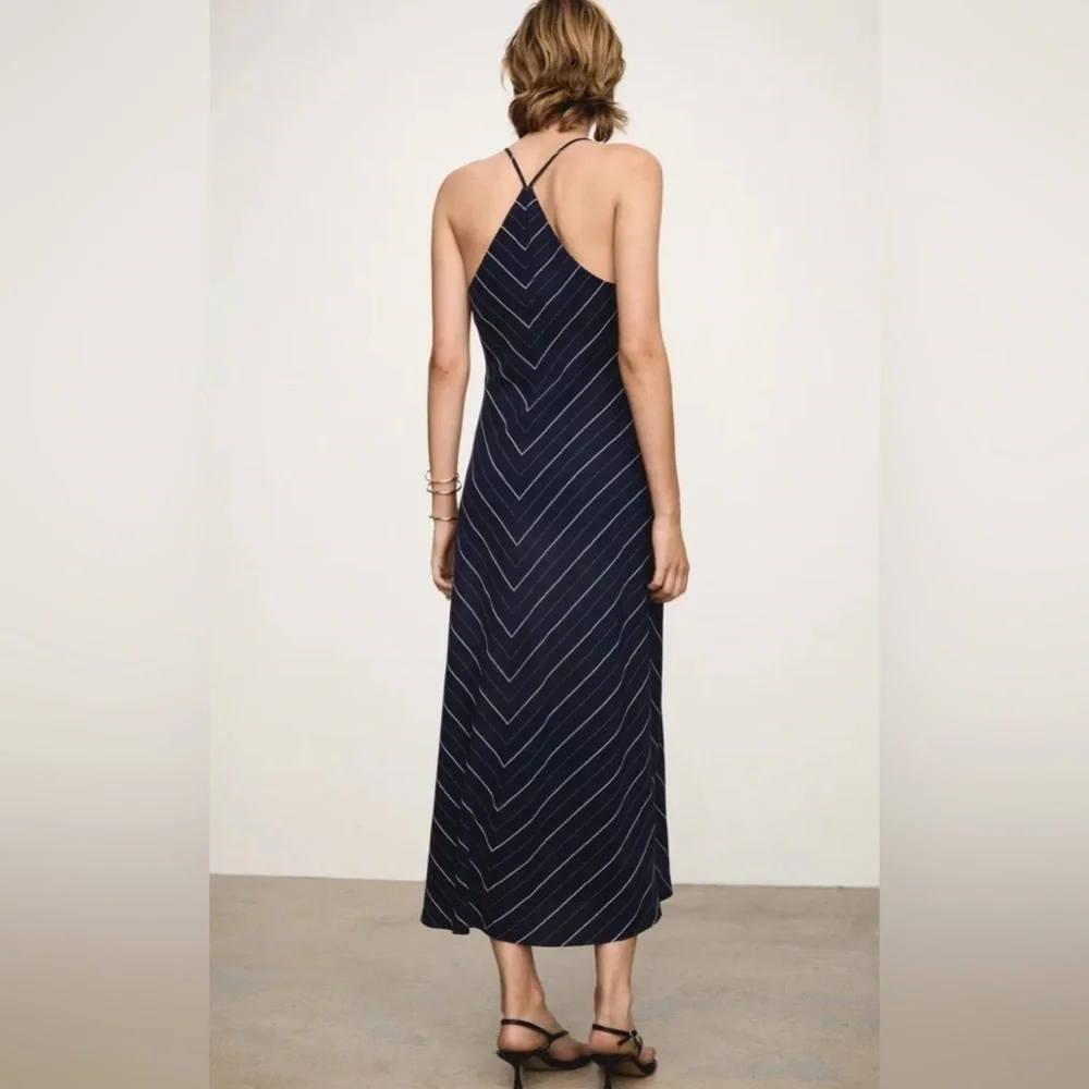NWT MANGO STRIPED LYOCELL DRESS, SIZE L